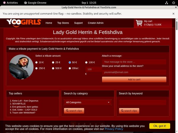 LadyGoldFetishdiva Password Details